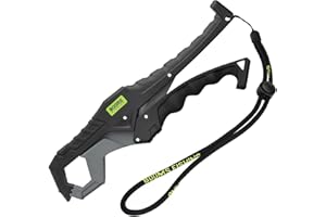 Booms Fishing G05 Fish Lip Gripper Saltwater, 9.4" Plastic Catfish Grippers Pliers, Fish Grabber Tool with Lanyard, Fish Grips for Kayak Fishing Accessories, Great Fish Holder for Caught Fish