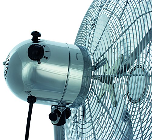 Retro-Design Metall Standventilator / Ventilator 133cm, Verchromte Windmaschine mit 3 Geschwindigkeitsstufen, Oszillierend, Luftkühler mit 45 cm Durchmesser - 4