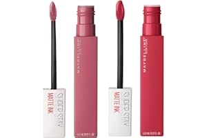 Maybelline New York SuperStay Matte Ink Lip Tint Colour 15 Lover + SuperStay Matte Ink Lip Tint Colour 80 Ruler - 2 rouges à lèvres avec applicateur pointu