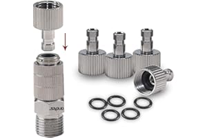 SAGUD Adaptador de aerógrafo Conector de liberación rápida para aerógrafo con 4 Conectores Extra y 5 Anillos tóricos Extra, 1/8" Macho a 1/8" Hembra