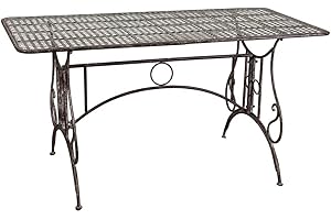 Biscottini - Mesa de balcón y jardín de hierro forjado - 150 x 80 x 77 cm - Antiguo y desmontable
