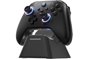 Machenike G3V2PE Controller Bluetooth per PC/Switch/iOS/Android - Joystick e Grilletti a Effetto Hall, RGB, Pulsanti Rimappabili, Batteria da 1000mAh con Dock di Ricarica 1000Hz Respuesta, Nero