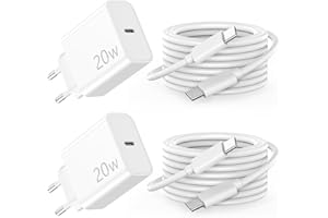 FUHAYA USB C Ladegerät Ladekabel für iPhone 16/16 Plus/16 Pro/16 Pro Max/15/15 Plus/15 Pro/15 Pro Max, 2 Pack 20W USB C Adapter PD 3.0 Schnellladegerät Netzteil Stecker mit 2M USB C Kabel Schnellladekabel