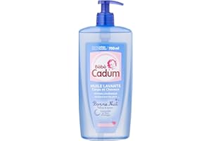 TOPJESS Cadum Bébé Huile Lavante, Pour Corps et Cheveux, À la Camomille et à la Fleur d’Oranger, Bonne Nuit, 750 ml
