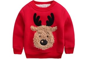 Happy cherry - Ropa Invierno Sudadera Chándal Suéter Niños de Navidad con Dibujo de Reno Grueso Cálido con Terciopelo Suave - 12-18meses 18-24meses 2-3 años 4-5años 6-7años