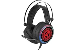 Ert Group Cuffie da gioco con microfono, Cuffie LED con archetto regolabile Modello Marvel originale e con licenza ufficiale Avengers 003