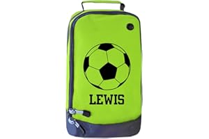 ABSOLUTELY TOP Personalised Childrens Football Boot Bag Boys Footy Ball Kids Sports Rugby Kit, Citrus Lime Green/Ink Black Print