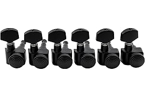 Musiclily Pro 6-in-line 2-pin Vollmetall Guitar Locking Tuners Locking Mechaniken Machine Heads Tuning Pegs Set für Fender Strat Tele E-Gitarre, Schwarz