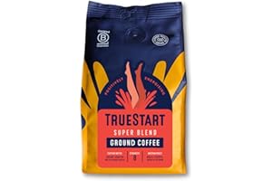TrueStart Ground Coffee 200g, Super Blend - Strong Ground Coffee for Cafetiere, V60 & Aeropress, Mycotoxin-Free & Rich in Antioxidants, Freshly Hand Roasted Speciality Grade, Medium Roast