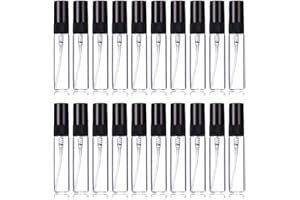 Enslz Bottiglie spray per profumo da 5 ml, riutilizzabili, mini bottiglie di vetro da viaggio, trasparenti, ricaricabili e riutilizzabili, 20 pezzi (5 ml, nero)