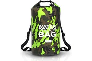 JSRHEEM Borsa Impermeabile, Dry Bag 10L 20L 30L con Tracolla Regolabile, Sacca Stagna per Kayak, Rafting, Nuoto, Canottaggio, Canoa, Spiaggia, Sport Acquatici (verde mimetico, 30 litri)