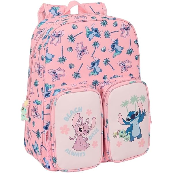 Safta Stitch Ice Cream Federmäppchen – 3 Fächer, 22x3x12 Cm, Rosa, Robustes Polyester, Offiziell Lizenziert