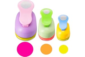 CHENGU 3 Pack Craft Circle Punch 2 Inch 1 Inch 5/8 Inch Paper Punchers with Craft Sticker Paper, Scrapbook Craft Paper Punch Circle Cutter for Making Crafts Scrapbooking Kid DIY Paper Craft