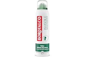 Borotalco, Deodorante Spray Invisibile Verde, Formula Senza Alcool con Talco Effetto Barriera, Cattura e Non Trasferisce Aloni, 48h di Efficacia, Profumo di Borotalco - 1 Flacone da 150 ml