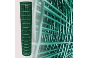 Garmix Grillage Jardin vert | Hauteur 150cm | Maille 50x100mm| Clôture Jardin Potager | Enclos Animaux Chien | Fils de Fer Galvanisé + PVC, Rouleau 25m