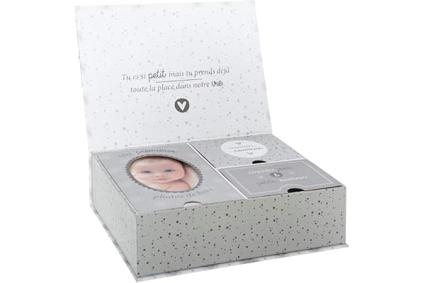 Atmosphera - Coffret Naissance Gris Boite Souvenir et Photo
