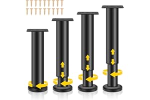 OUXAYAPL Möbelfüße Verstellbar, 4 Stück Möbelfüße Höhenverstellbar Füße für Möbelfüße Schwarz, Verstellbare Füße Metall für Möbel mit Schrauben für Sofa Bett Füße Möbel Nachttisch Schrank Couchfüße (18-30CM)