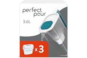 Aqua Optima Dzbanek filtrujący do wody i 3 wkłady filtrujące Evolve+, Perfect Pour XL pojemność 3,6 l, do redukcji mikroplastiku, chloru, kamienia i zanieczyszczeń