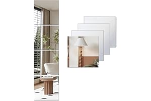 LOKIIZ Lot de 4 miroir autocollants en acrylique pour murs, miroirs de sécurité, maquillage mural, grande taille, entraînement, gym, couloir, chambre d'enfant