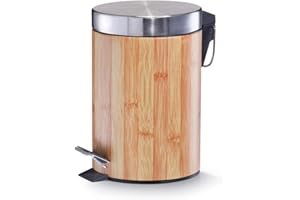 Zeller 18561 kosz na pedały, 3 litry, bambusowy design, metal, średnica ok. 16,5 x 26,5 cm, kosz na śmieci do łazienki