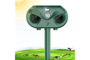 HEEGFF Katzenschreck Ultraschall, 2024 Upgraded Solar Tiervertreiber Marderschreck, 4 Modi Katzenvertreiber Ultraschall Wasserdicht mit Bewegungsmelder Blinklicht für Garten,Katzen, Hunde, Vögel, Füchse