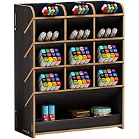 Stifthalter Aufbewahrungsbox aus Holz, multifunktionaler Schreibtisch-Organizer für Zuhause, Büro und Schule Schwarz