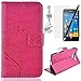 Price comparison product image HB-Int 4 in 1 PU Leather Flip Book Style Cover Protective Case for Microsoft Lumia 950 Card Slots Wallet Pink Stand Function Shell Flower Print Bumper Magnetic Closure Pocket Full Body Pouch Folio Holster Soft Silicone Back Case Accessories Screen Protector + Dust Plug + Stylus Pen