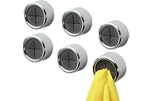 BangShou 6 Pieces Tea Towel Holder, Round Self-Adhesive Hooks, Kitchen Stick on Cloth Hooks, Push in Suction Hand Towel Holder for Bathroom, Cabinet&Cupboard