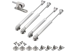 Euro Tische 2 x or 4 x gas spring gas lift for flaps - furniture gas pressure damper for doors and cabinets with 100 Nm (10 kg compression force) (silver, set of 4)