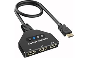 AUKOKIOULA HDMI Switch, 3 Port 4K HDMI Switcher, HDMI Switch 3 in 1 Out, HDMI Splitter Extended Display, Supports 3D, HDMI2.0, HDCP2.2, HDMI Splitter for Xbox, roku Stick,HDTV, PS4/5, Consoles, PC