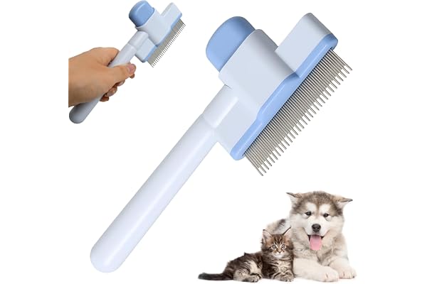 1mm Dents Rondes Brosse pour Chat et Chien, Brosse Poil Long et Court, Peigne Anti Puces pour Mascota, Peigne Chat et Chien Auto-Nettoyante, Élimine Poils Et Saletés, Doux pour La Peau