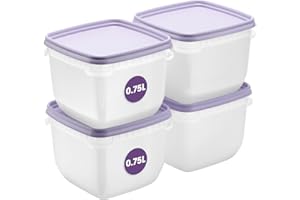SmartStore Boite de conservation des aliments 0.75L Lot de 4 | Boite congelation alimentaire, convient au réfrigérateur et au congélateur | Boîte repas sans BPA, réutilisables, lavables au micro-ondes