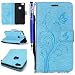 Produktbild FESELE Schutzhülle für [Huawei P10 Lite] Schmetterling Blumen Prägung Brieftasche Hülle Leder Tasche Flip Case Handyhülle mit Standfunktion und Magnetverschluss, Huawei P10 Lite Flip Hülle Bookstyle