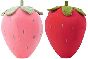 FSRONGXI 2pcs Strawberry Plush, Cute Plushies Preppy Room Decor Fruit Plushie Stuffed Plush Pillows, Kawii Soft Toy Pillow Gifts for Kids Birthday Chirstmas