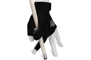 BILLIARD CITY Predator Second Skin Billardhandschuh für linke oder rechte Hand, Schwarz mit grauem Logo