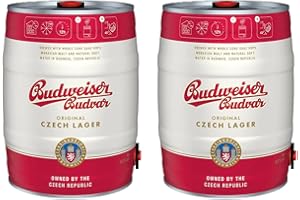 BEER HUNTER Budweiser Budvar Premium Czech Lager 5ltr Mini Keg (Set of 2) - 5.0% ABV - Beer Gifts for Men and Women, Bar Accessories for Home Pub, Beers and Lagers Offers, Craft Beer, German Beer