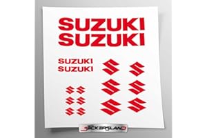 Stickersland® - Kit de adhesivos compatibles con Suzuki depósito y casco de moto | Adhesivo preespaciado de fácil aplicación | letras logos | Stickersland® (rojo brillante)