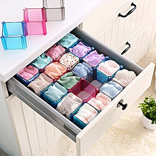 Honeycomb-Acrylic Drawer Dividers Cabinet Organizer Partition For Socks Underwear Jewelry Gloves Tights Stockings Ties Arts And crafts, Dark Gray, 6 pack