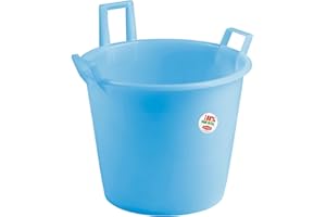 SICIGNANO CASALINGHI INGROSSO CASALINGHI ARREDO GIARDINO HOTELLERIE Sicignano | Mastello in Polietilene con 3 Manici - Multiuso per Raccolta, Trasporto, Pulizie, Giardinaggio, Uso Alimentare - Resistente, Capiente, Leggero (Azzurro, Ø 55x42h cm)