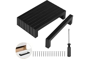 WEISI Baoweihua 8 Stück Türgriffe Küche Schwarz mit Lochabstand 128mm, Schrankgriffe mit Schrauben und Installationswerkzeugen, Geeignet für Möbel, Küche und Wohndekoration