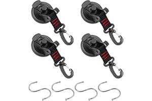 Corpower 4 Stücke Saugnapf Anker mit Befestigung Haken Festbinden, Saugnapf Befestigung Haken mit 4 S-Haken, für Auto Wohnmobil Seitige Markisen Zelte Camping Planen Zubehör