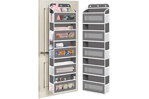 KYEVIS Over The Door Organizer Storage, 5 Shelves Door Organizer Hanging with 10 Mesh Pockets, Behind Door Storage - Ideal for Newborn, Nursery, and Baby Essentials Daily Use（Dark Gray）