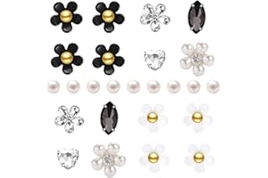 NEVEGE Flower Shoe Charms 19-25Pcs Shoe Charms Flower Crystal Rhinestone Pearl Flower Shoe Decoration Cute Shoe Charms for Girls Women