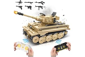 HOGOKIDS Technik Ferngesteuert Panzer Spielzeug für Kinder - 993 Teiles 3 Kanäle WW2 1:32 Tiger Tank Militär mit App Fernbedienung Dual Control Bauspielzeug Geschenke für 8 9 10+ Jahren Jungen Mädchen