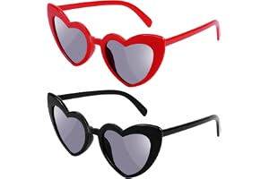Ainiv Hjärta solglasögon, 2 stycken retro kattöga hjärtglasögon, UV 400 solskydd och UV-skydd, solglasögon män solglasögon kv