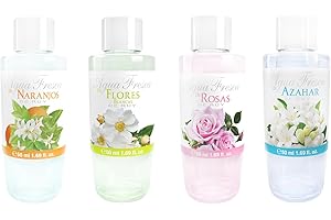 AGUA FRESCA DE RUY - Colonias Unisex, Pack de 4 x 50 ml, Agua Fresca de Naranjos + Azahar + Rosas + Flores Blancas, Eau de Toilette Masculina y Femenina, Fragancia Suave de Larga Duración