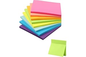 Acual Notas Adhesivas 400 Hojas, 76 × 76 mm Bloc de Notas Autoadhesivas Multicolor para Oficina, Escuela y Hogar, Ideal para Tareas y Recordar Pendientes (8 Colores Fluorescentes) - 8 Blocs × 50 Hojas