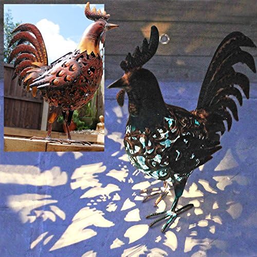 Rooster Cockerel Solar Garden Ornament Chicken Outdoor Decoration Metal Handmade