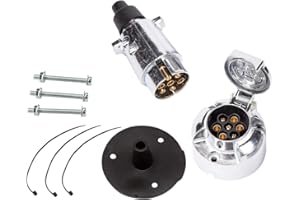 ETUKER Anhänger Stecker 7 Polig & Anhänger Steckdose 7 Polig, 12V Aluminiumlegierung Wasserdicht Anhänger Stecker Steckdose 7 Polig Anschluss, Für Anhänger/LKW/RV/Cars/Boot/Anhänger Zubehör