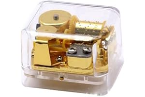 Fnly 18 notes creative wind-up acrilico plastica trasparente Music Box, Silent Night Musical box dorato